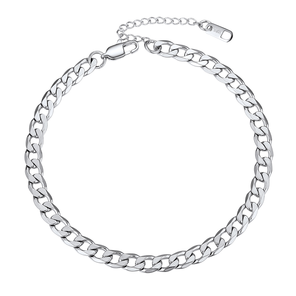 6mm Stainless Steel Cuban Chain Anklet in Stainless Steel