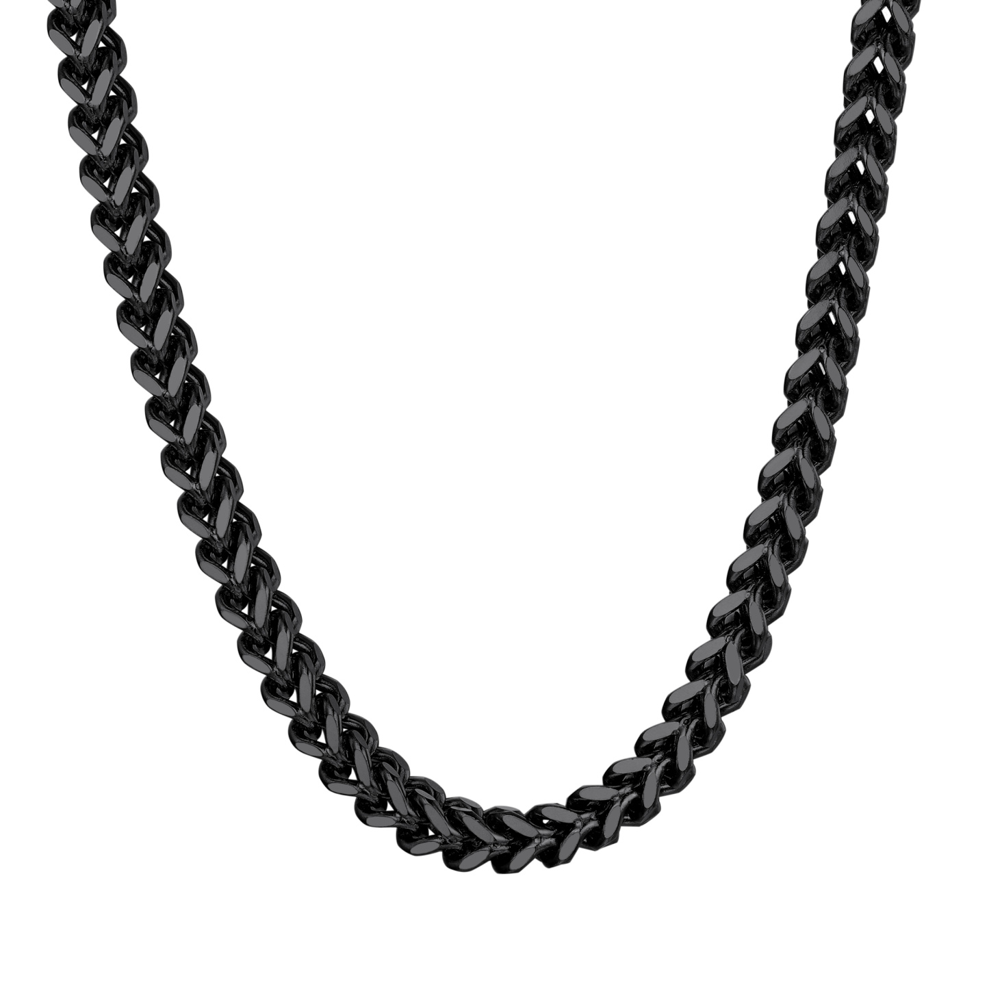 6mm Stainless Steel Franco Chain Necklace in Black Plated