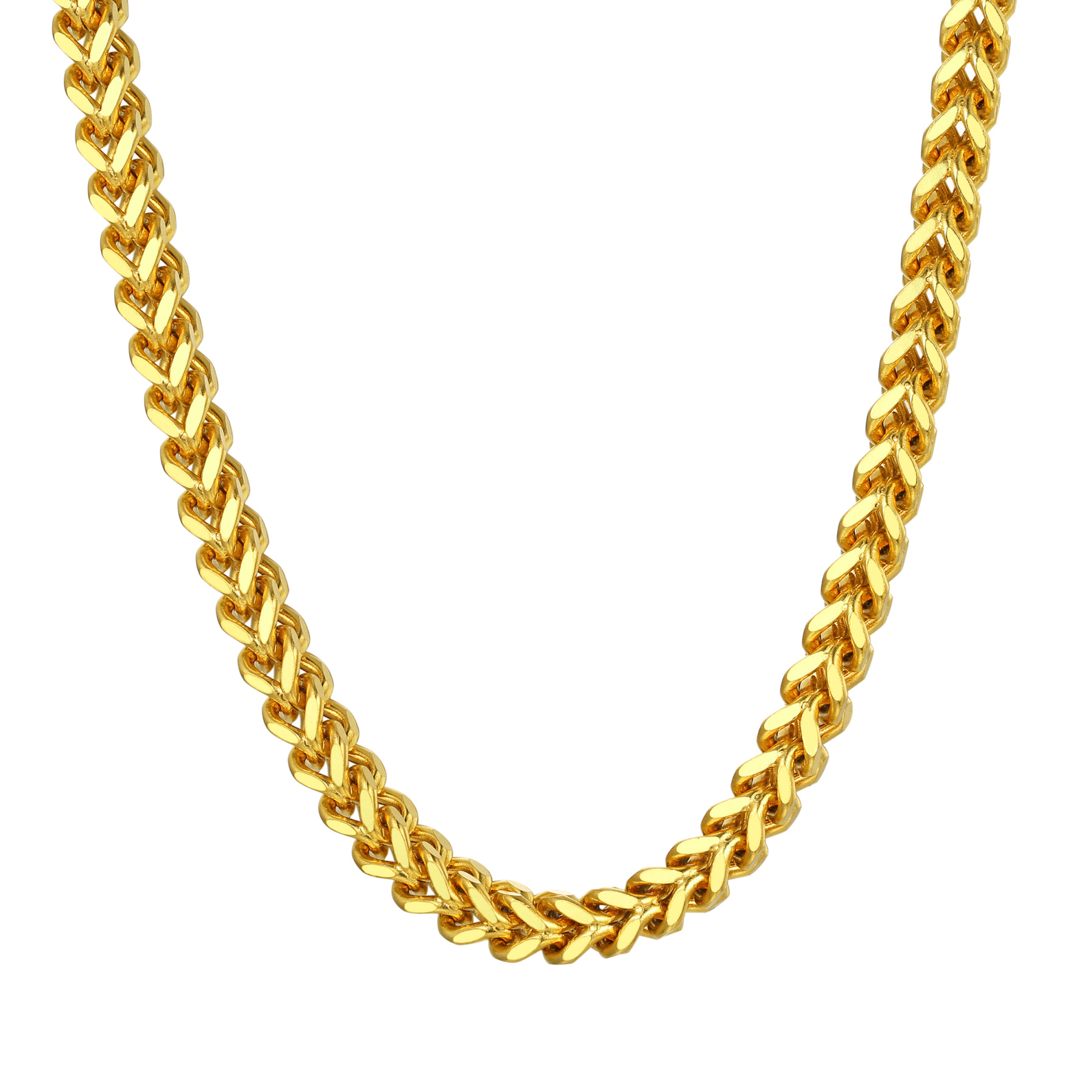 6mm Stainless Steel Franco Chain Necklace in Gold Plated