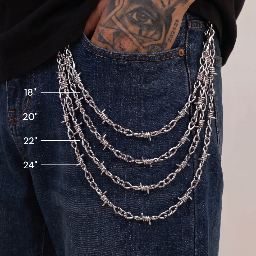 6mm Thorn Barbed Wire Chain Necklace for Men