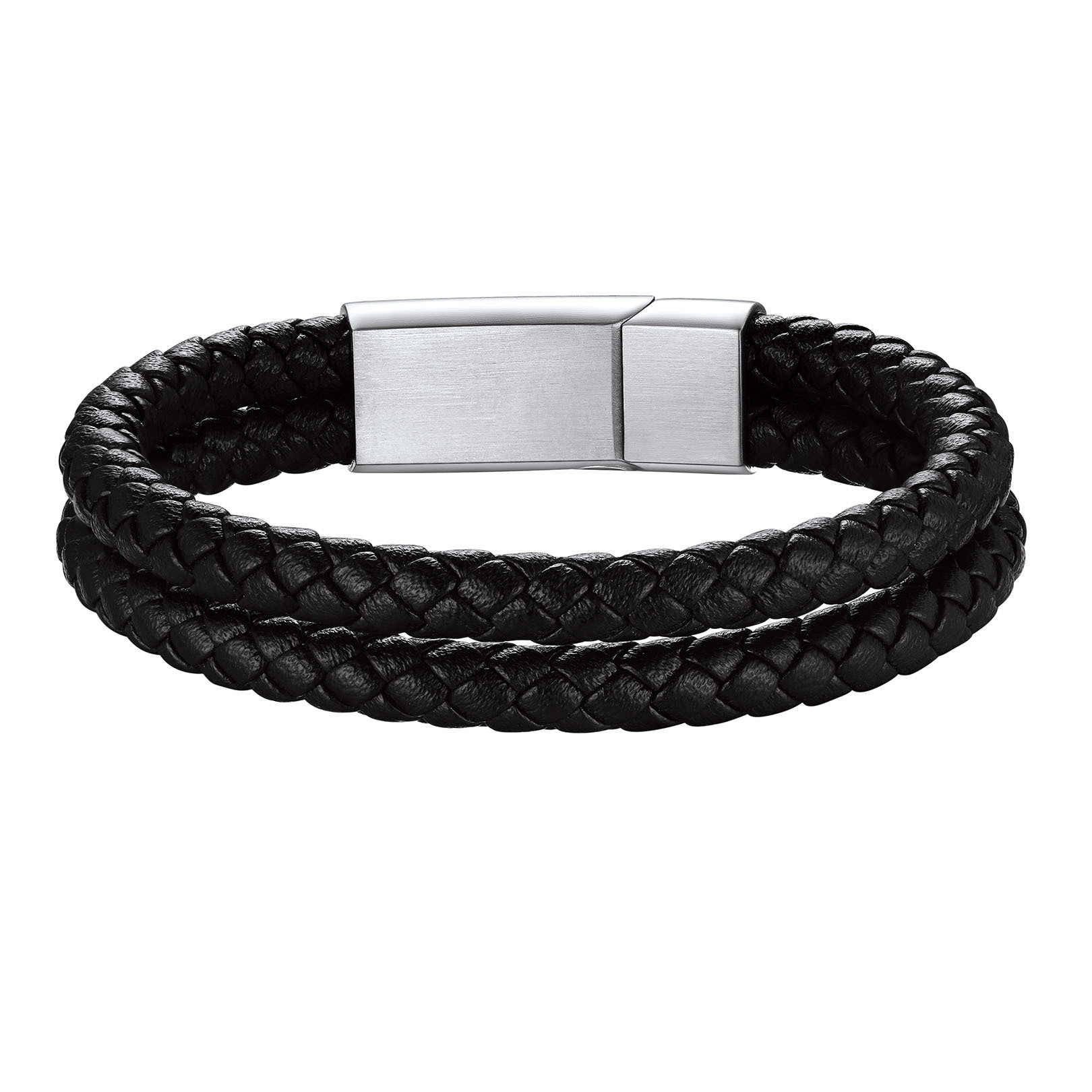 7.5" Rope Leather Bracelet With Clasp for Men Women