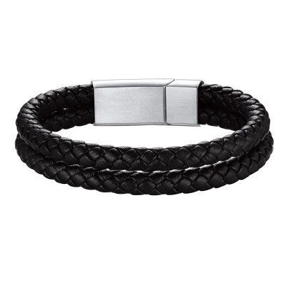 7.5" Rope Leather Bracelet With Clasp for Men Women