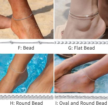 Simple Thin Oval and Round Bead Ball Chain Anklet
