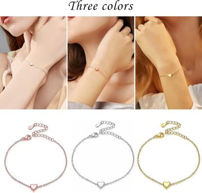 Classic Silver Heart Link Chain Bracelet  for Women, sterling silver jewlery, gift idea, sterling silver bracelets, three colors