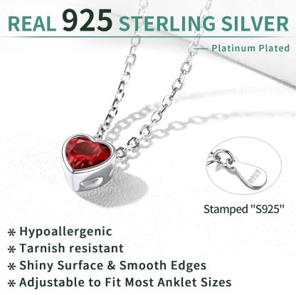 Sterling Silver Bride Heart Birthstone Wedding Anklets