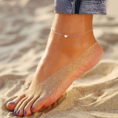 Rose Gold Dainty Heart Anklet for Women, sterling silver jewlery, heart jewelry, sterling silver anklet, gift idea