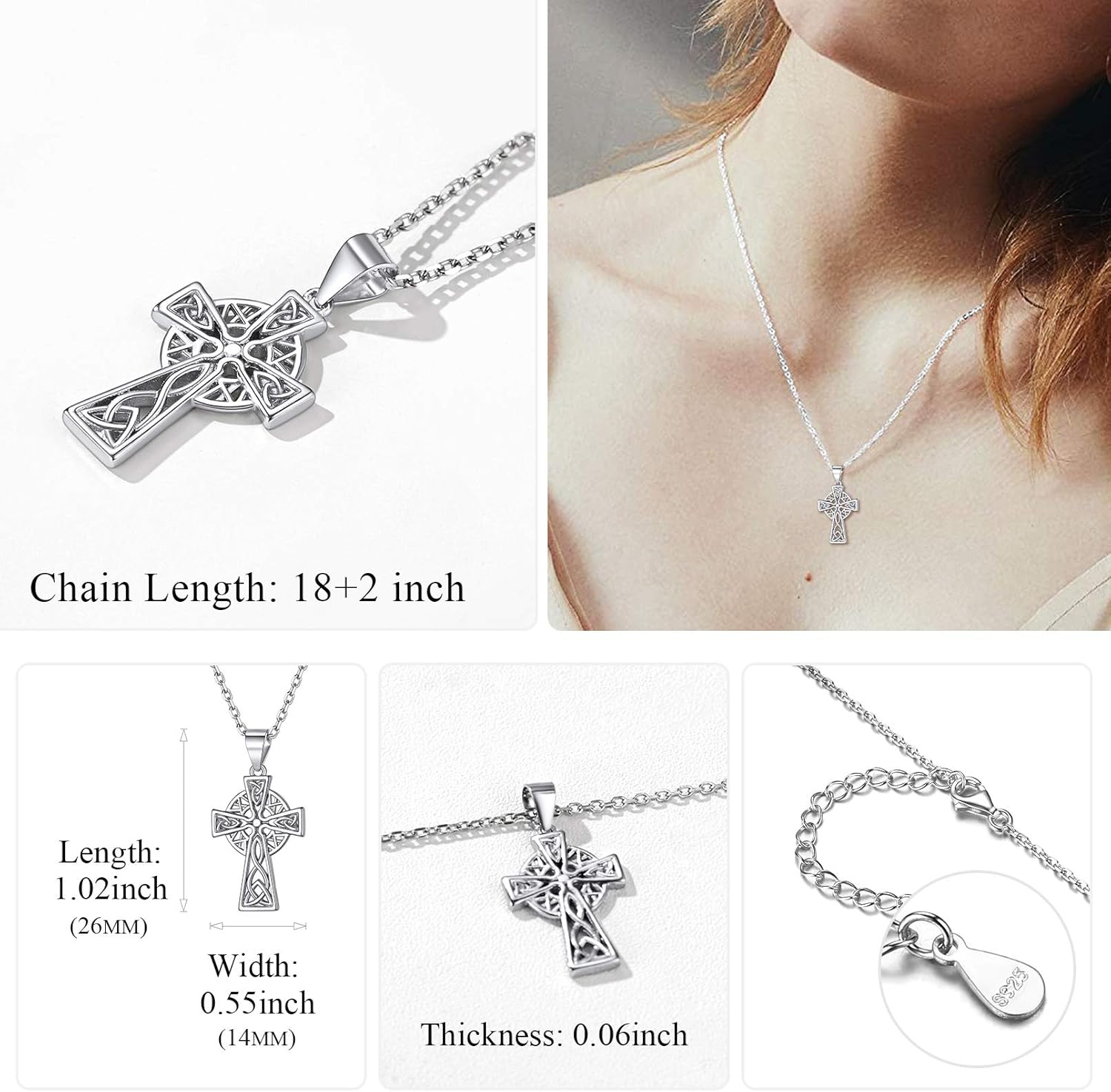 Celtic Cross Irish Knot Pendant Necklace