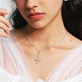 925 Silver Inverted Cross Necklace