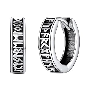 Viking Runes Huggie Earrings For Men
