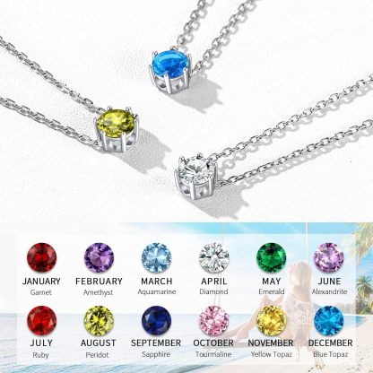 Simple Dainty Round Birthstone Ankle in Different Month Colors