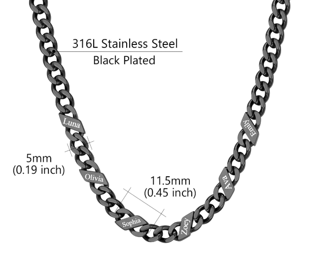 1-6 Names Stainless Steel Engraved Cuban Chain Necklace for Women
