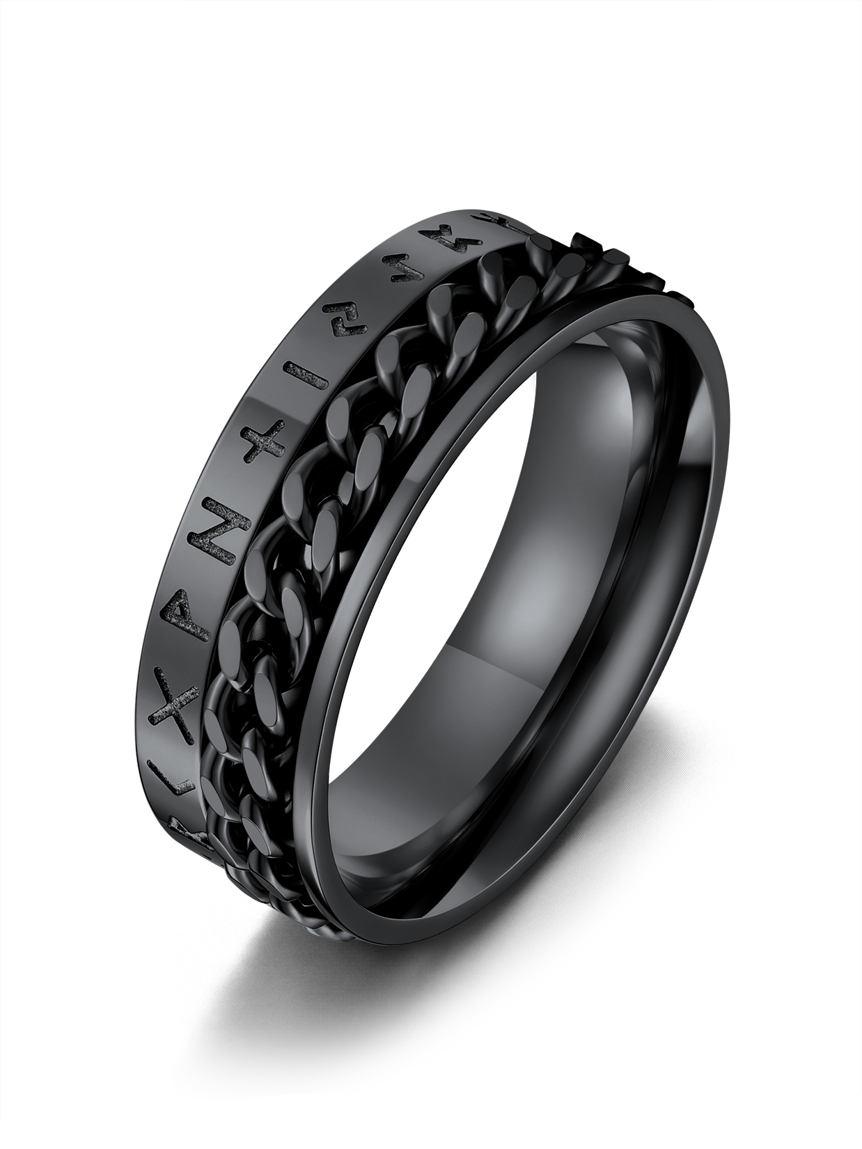Stainless-Steel-Viking-Ring-Norse-Compass-Fathers-Day-Gift-Black