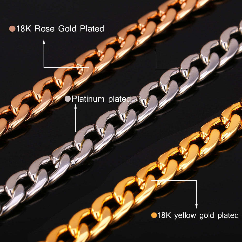 7MM Cuban Chain Link Necklace for Men Women