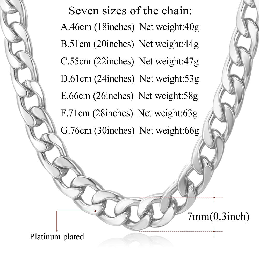 7MM Cuban Chain Link Necklace for Men Women