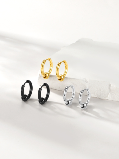 chainshouse Huggie Hoop Earrings Set For Men 3 Pairs chainshouse
