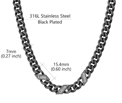 1-6 Names Stainless Steel Engraved Cuban Chain Necklace for Women