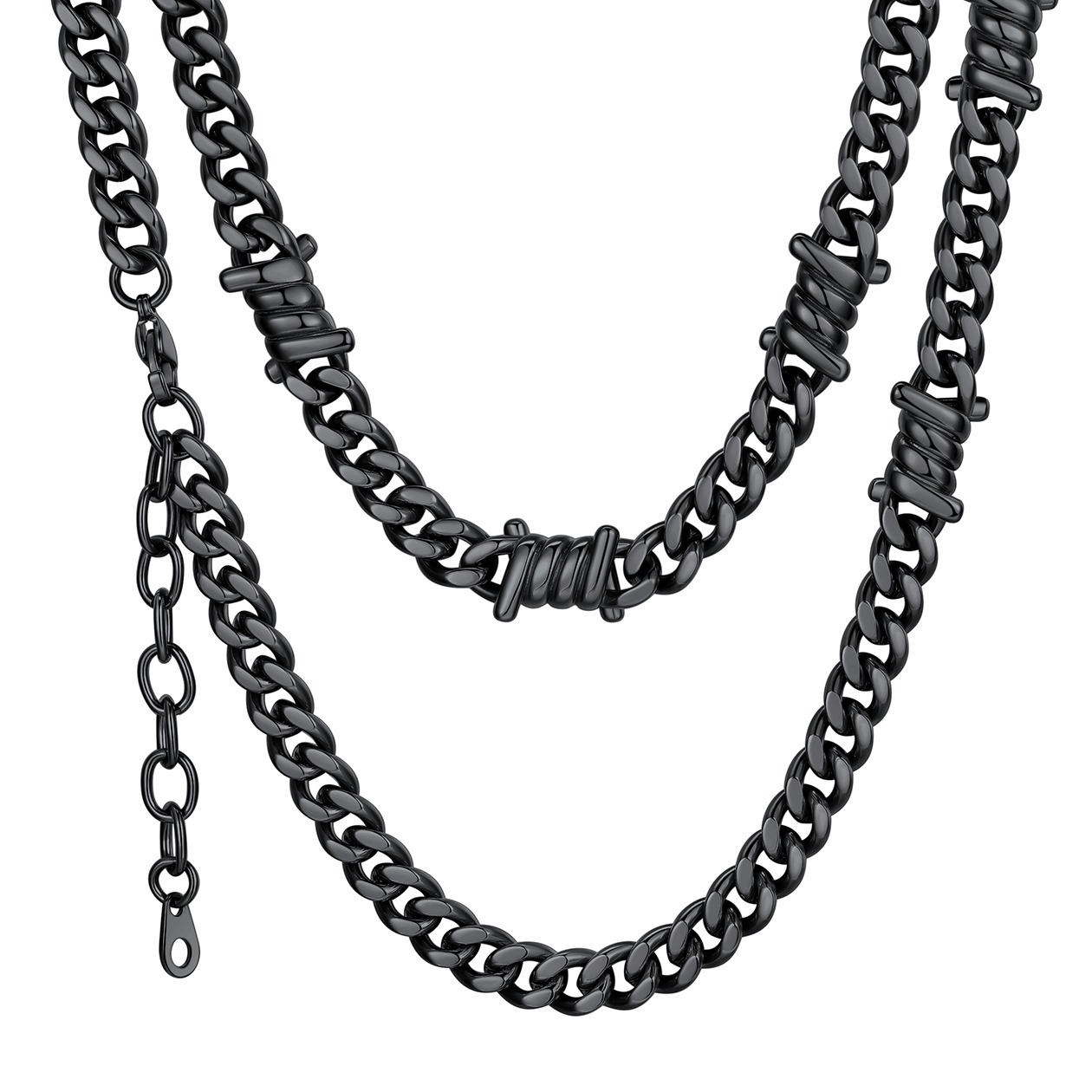 9mm Barbed Wire Cuban Link Chain for Men