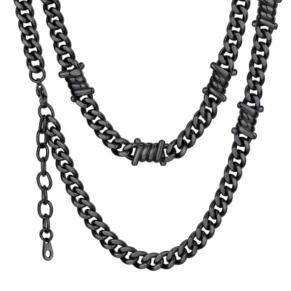 9mm Barbed Wire Cuban Link Chain for Men