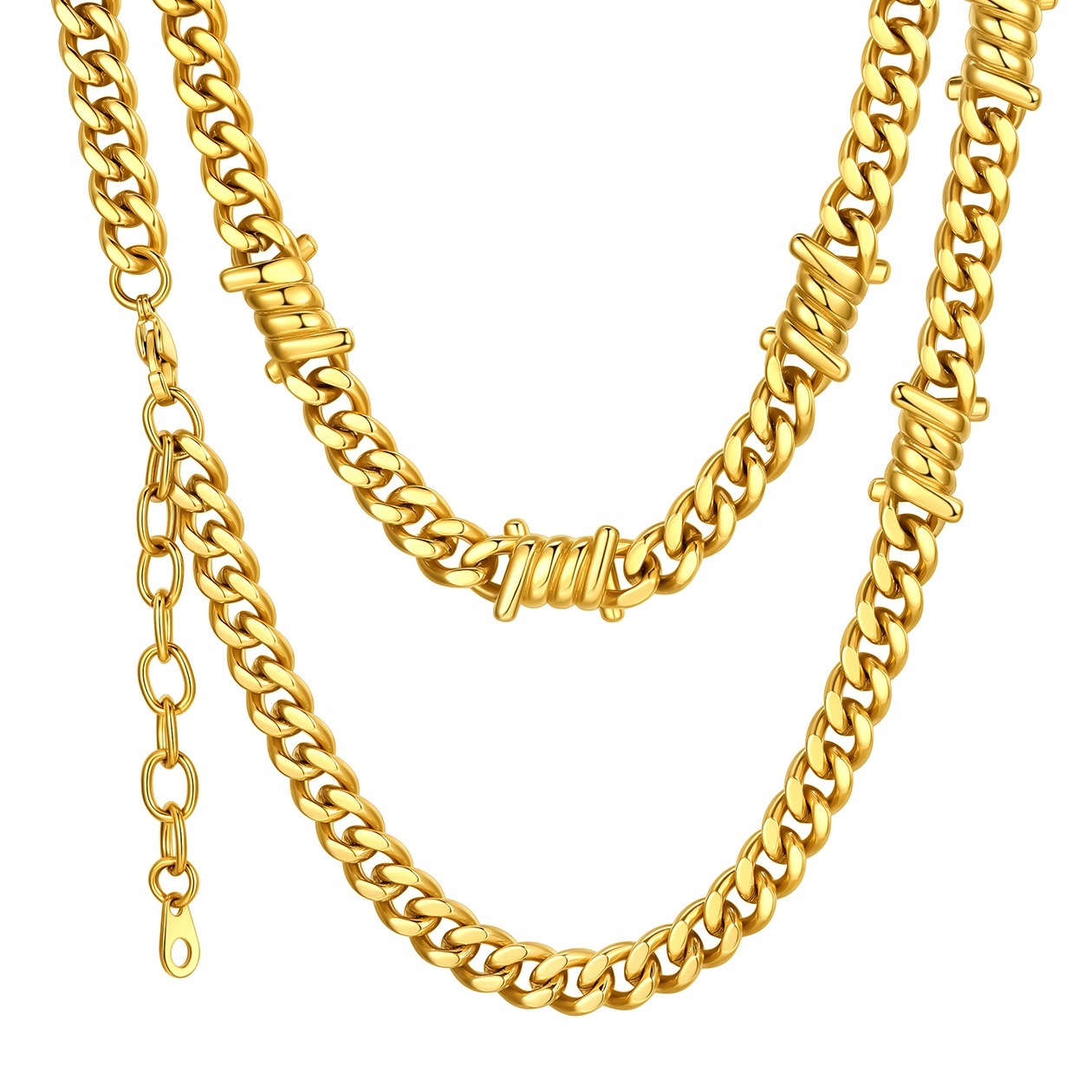 9mm Barbed Wire Cuban Link Chain for Men