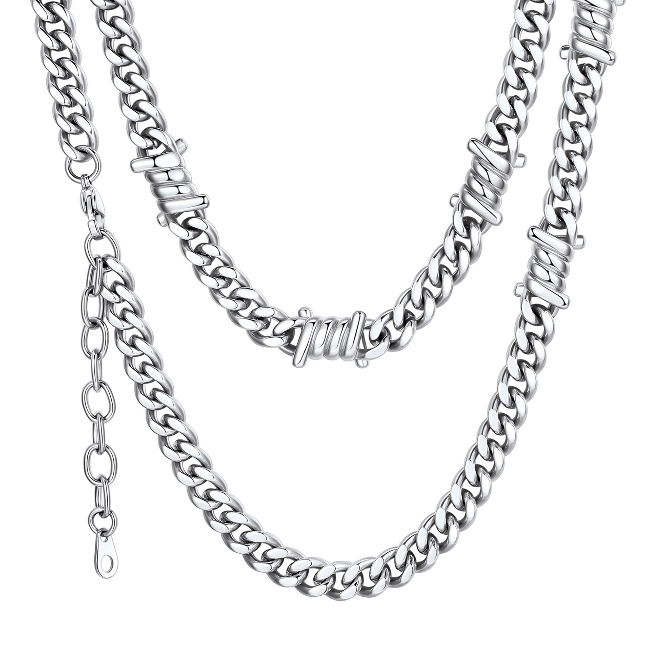 9mm Barbed Wire Cuban Link Chain for Men