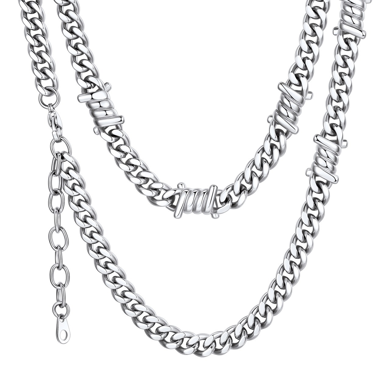 9mm Barbed Wire Cuban Link Chain for Men