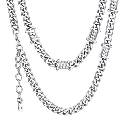 9mm Barbed Wire Cuban Link Chain for Men