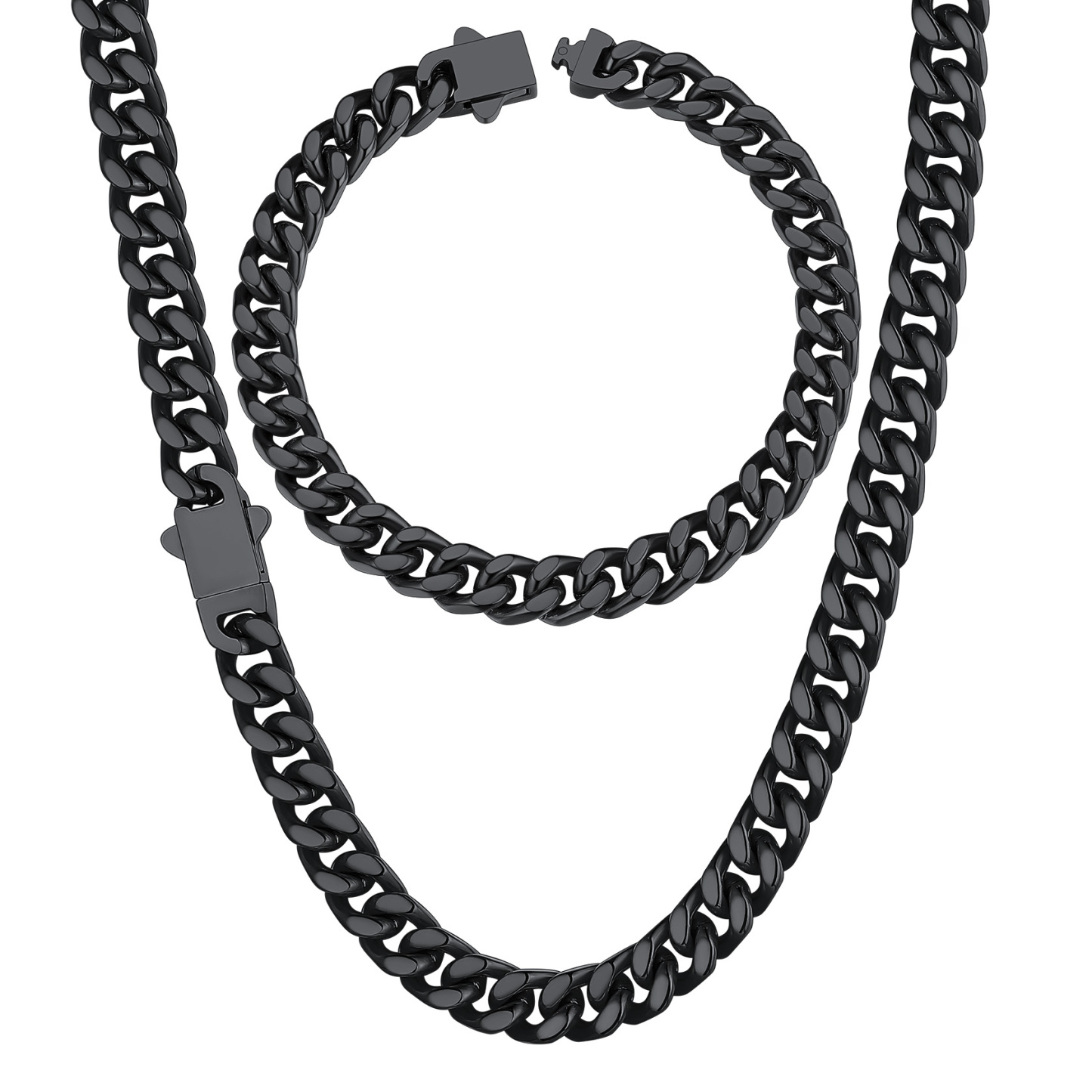 5/7/9/12mm Miami Cuban Link Chain & Bracelet Set for Him