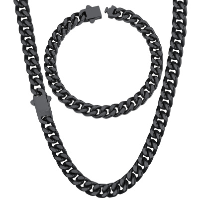 5/7/9/12mm Miami Cuban Link Chain & Bracelet Set for Him