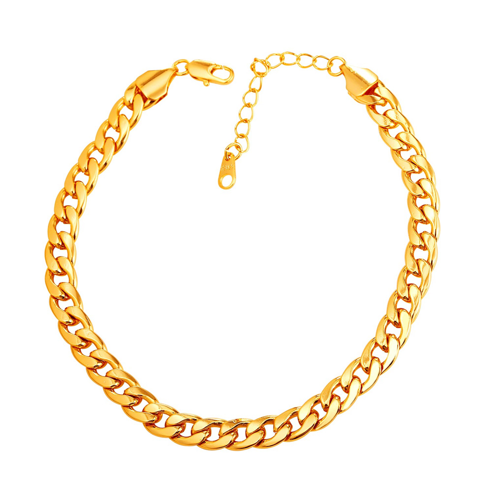 7mm Copper Cuban Link Chain Anklet for Women in Gold Plated - Womens Valentine's Gift