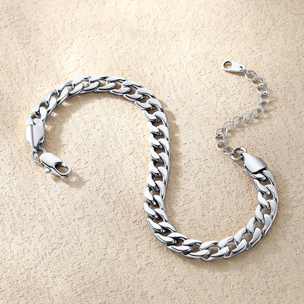 7mm Copper Cuban Link Chain Anklet in Platinum Plated, Copper-02