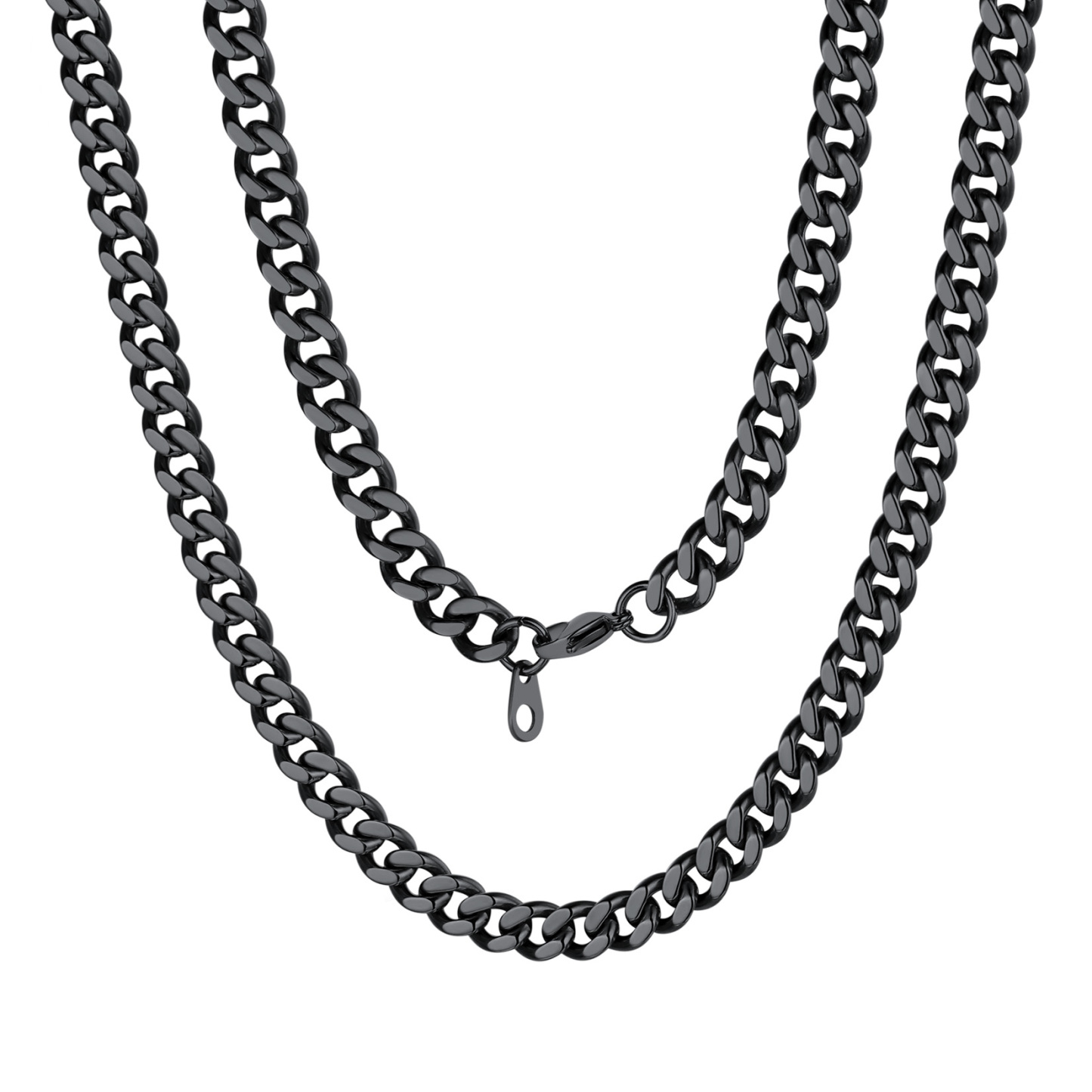 7mm Cuban Chain Necklace in Black Plated