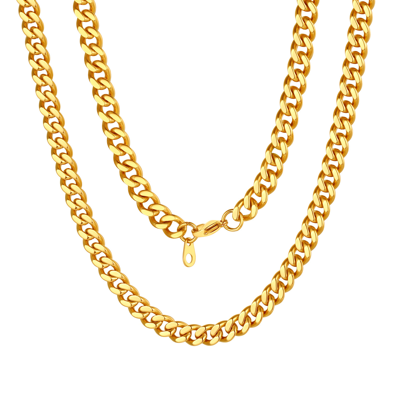 7mm Cuban Chain Necklace in Gold Plated