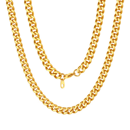 7mm Cuban Chain Necklace in Gold Plated