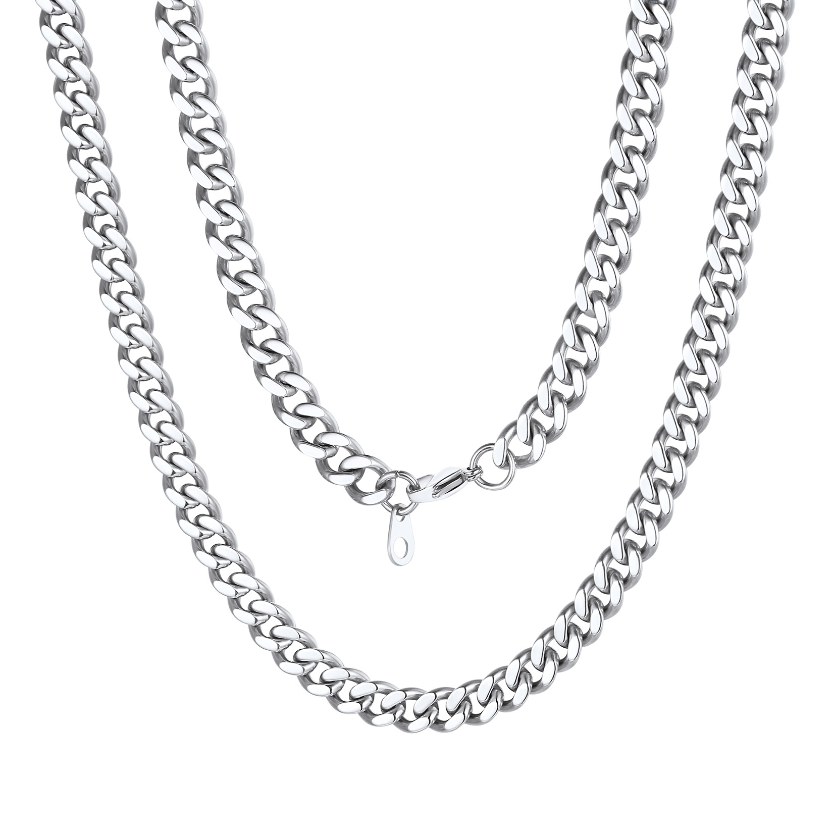 7mm Cuban Chain Necklace in Stainless Steel