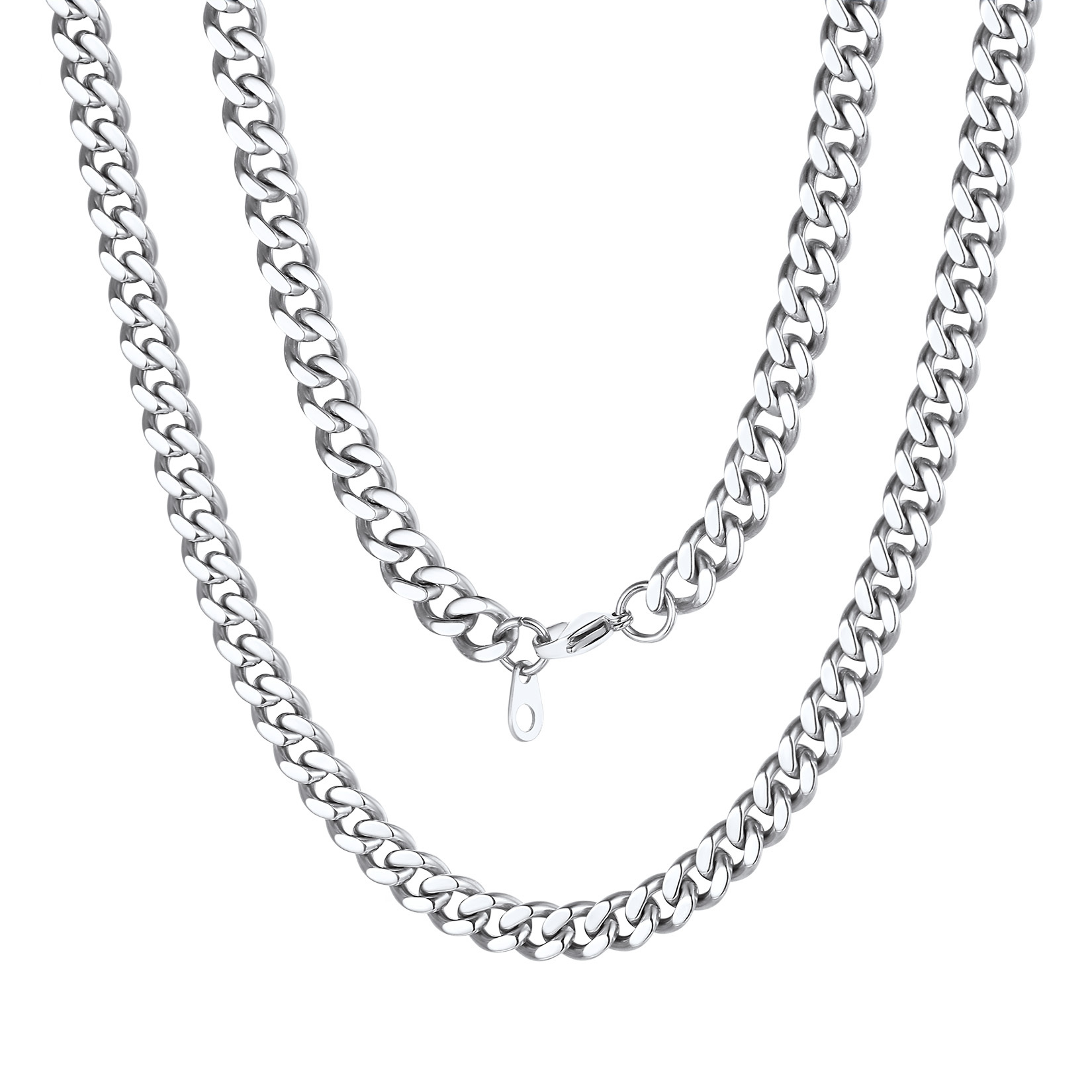 7mm Cuban Chain Necklace in Stainless Steel