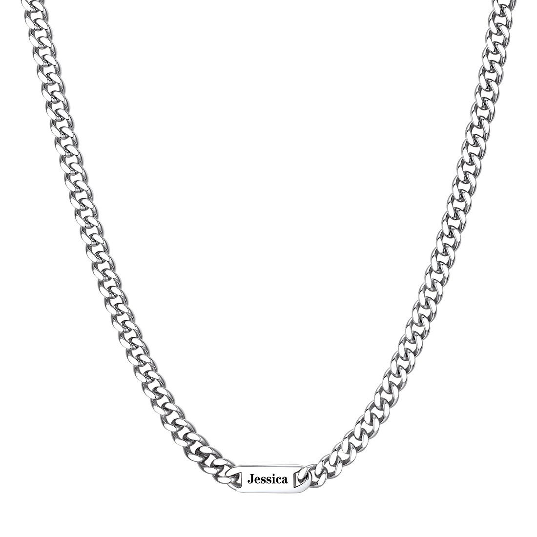 Customized Engraved 1-5 Names Cuban Chain Necklace for Men