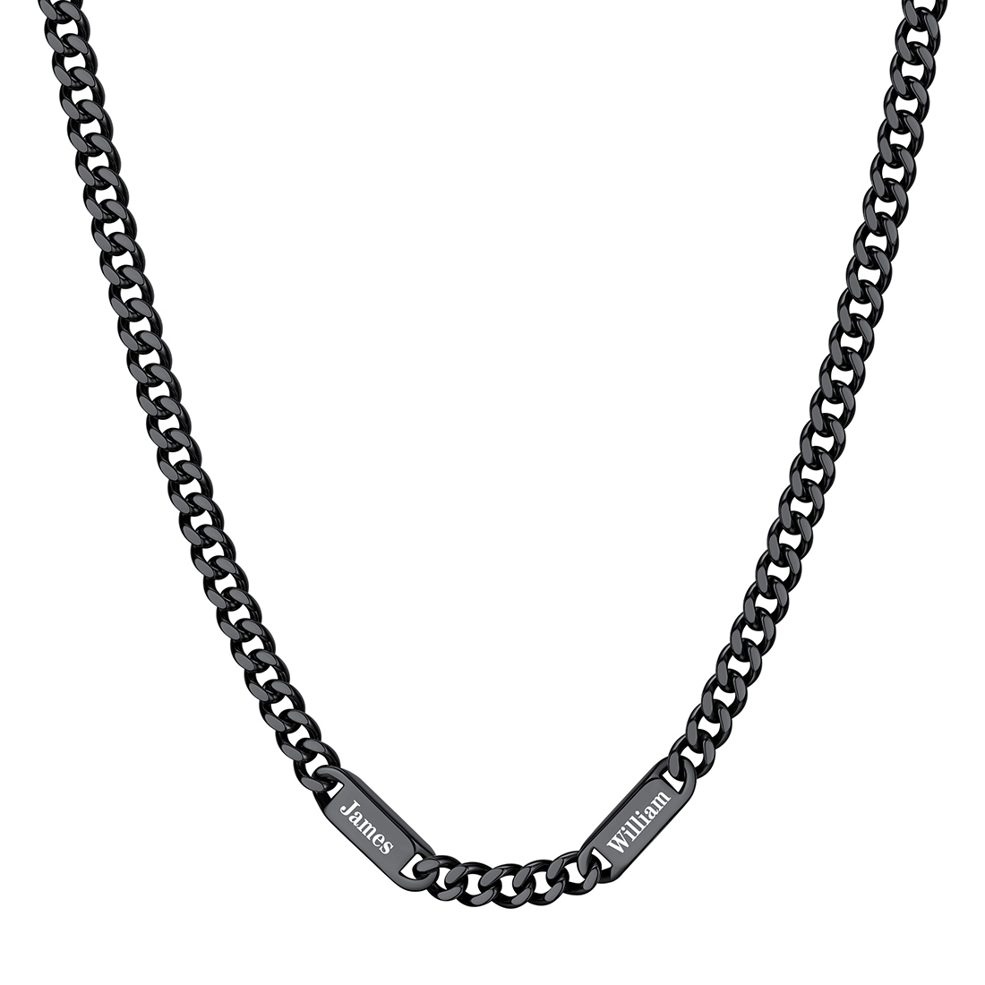 7mm Custom 2 Name Cuban Chain Necklace in Black Plated
