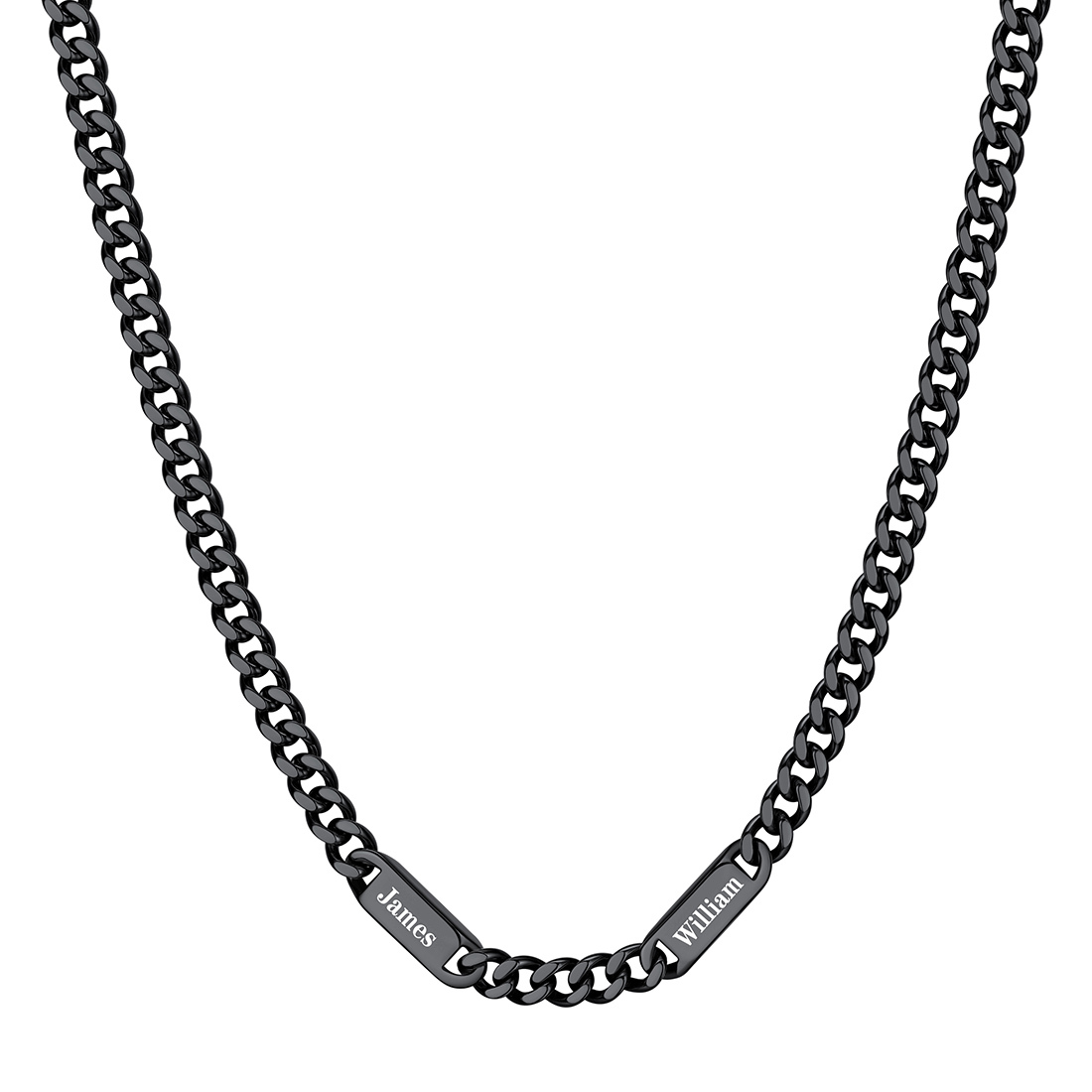 7mm Custom 2 Name Cuban Chain Necklace in Black Plated