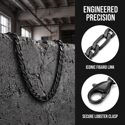 7mm Stainless Steel Figaro Chain Necklace For Men 