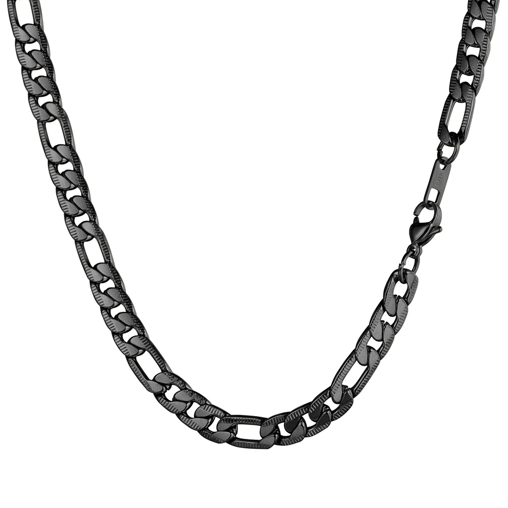 7mm Stainless Steel Figaro Chain Necklace For Men 