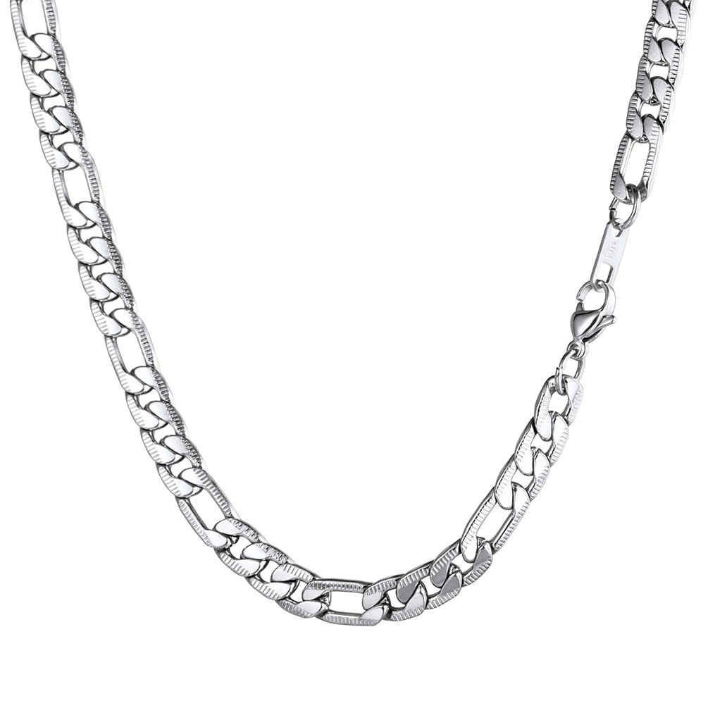 7MM Stainless Steel Figaro Chain Necklace For Men Women