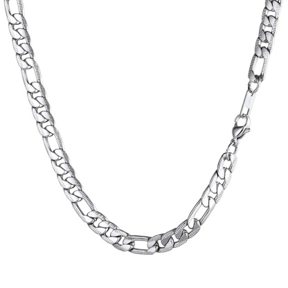 7MM Stainless Steel Figaro Chain Necklace For Men Women