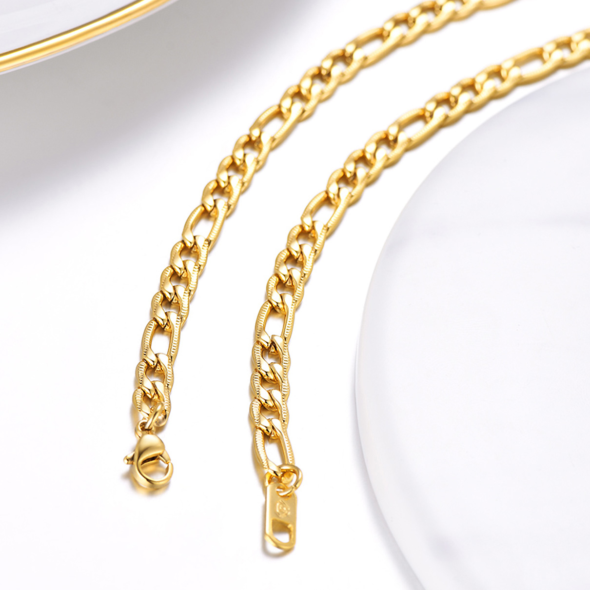 7mm Stainless Steel Figaro Chain Necklace For Men 