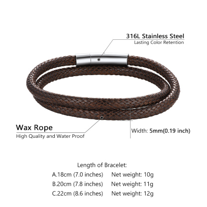 8.5mm Custom Engraved Handmade Leather Bracelet