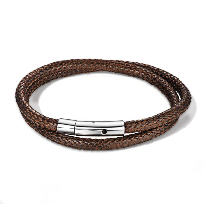 8.5mm Custom Engraved Handmade Leather Bracelet