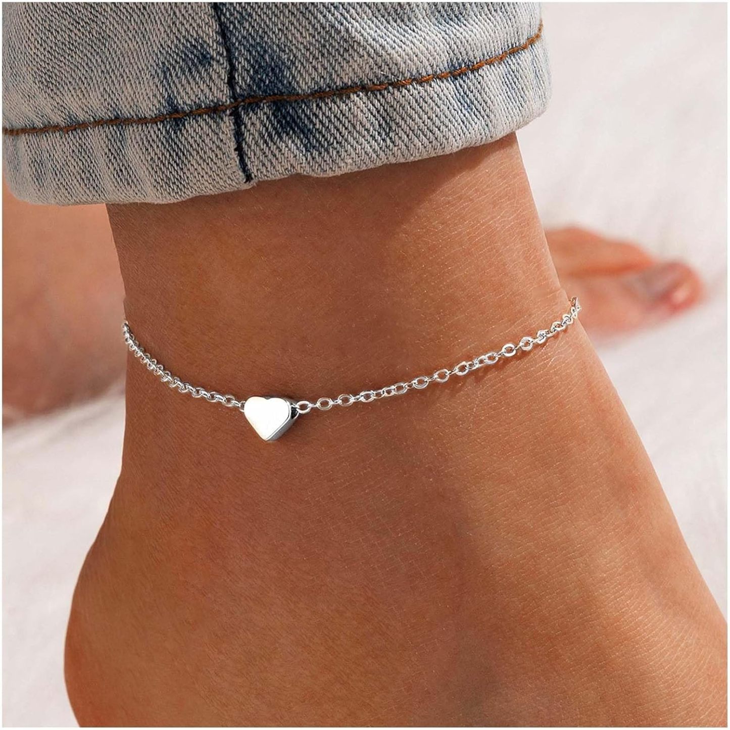 Dainty Heart Anklet for Women, sterling silver jewlery, heart jewelry, sterling silver anklet, gift idea