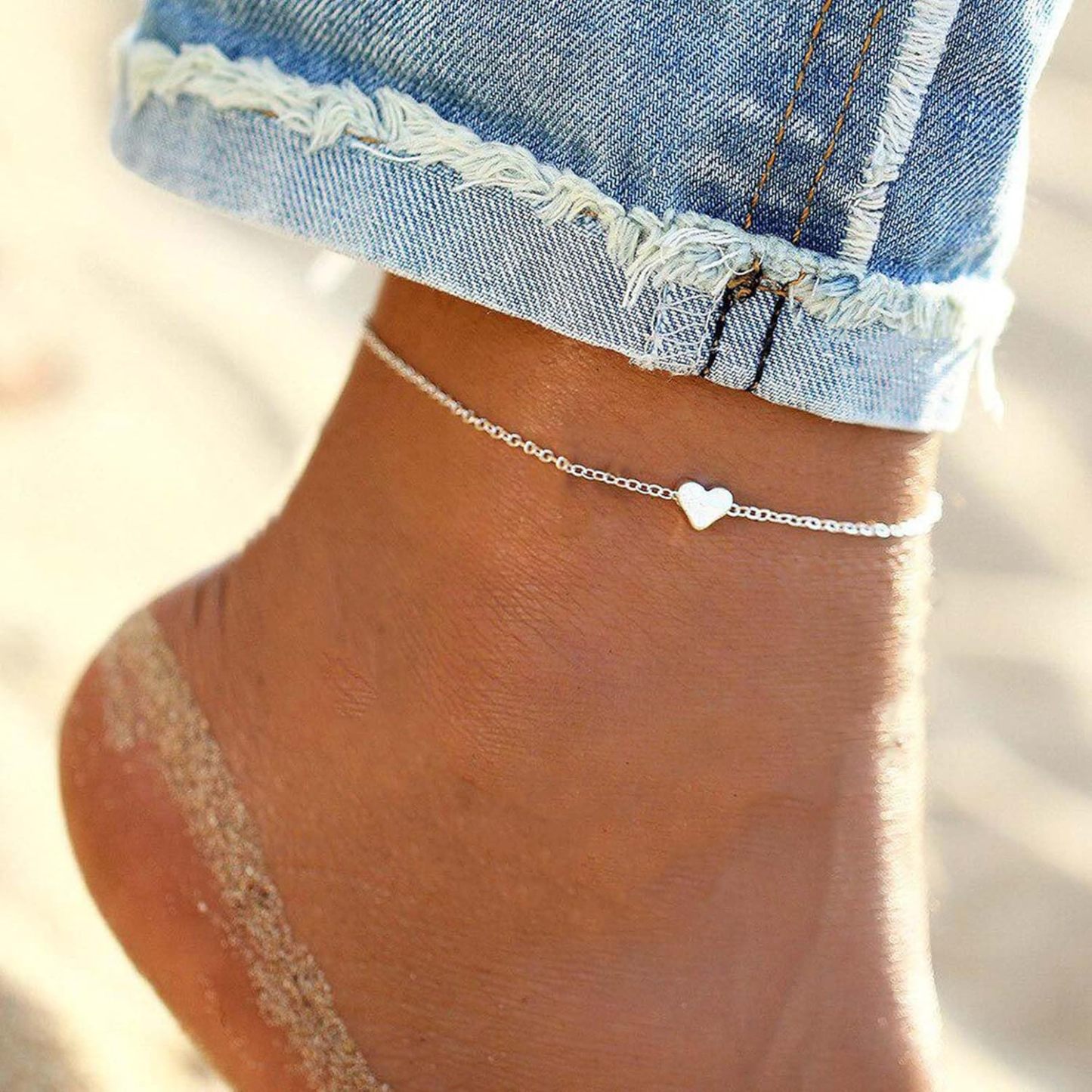 Dainty Heart Anklet for Women, sterling silver jewlery, heart jewelry, sterling silver anklet, gift idea