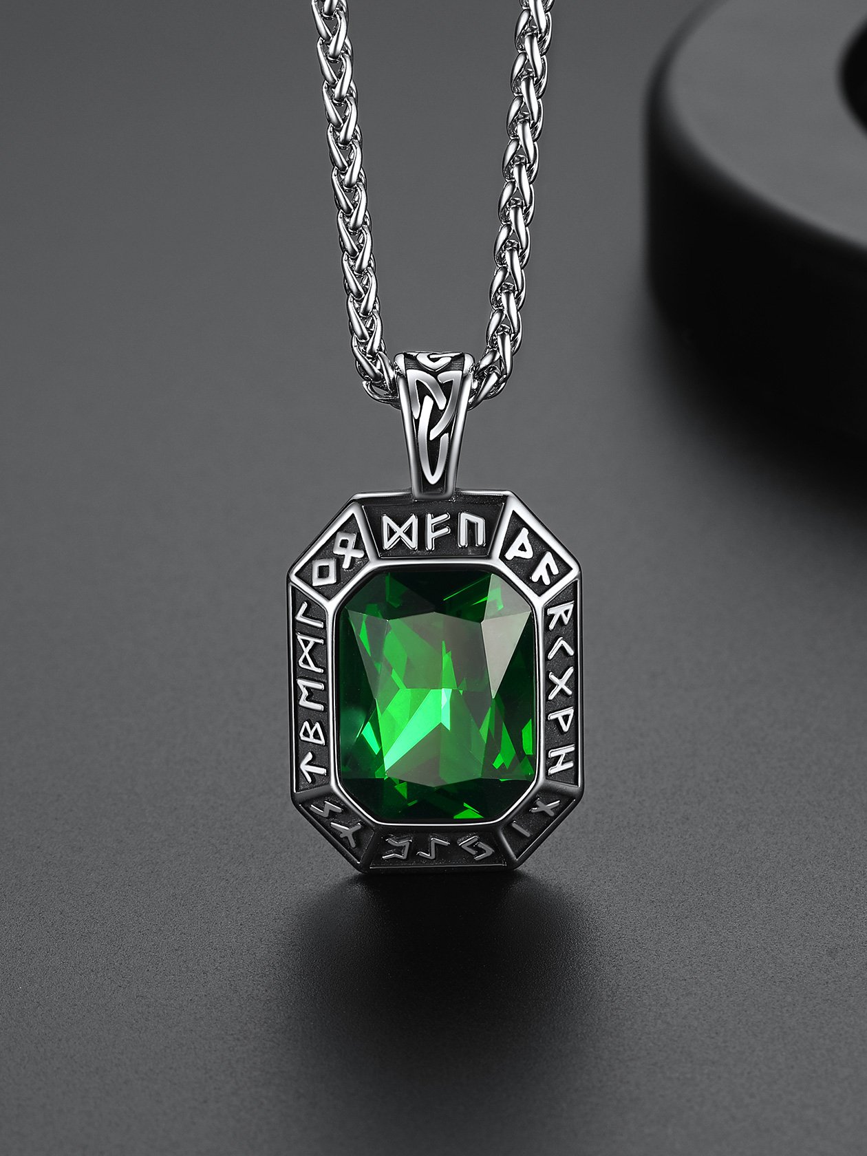 chainshouse Runes Stone Gemstone For Unisex Pendant Necklace chainshouse