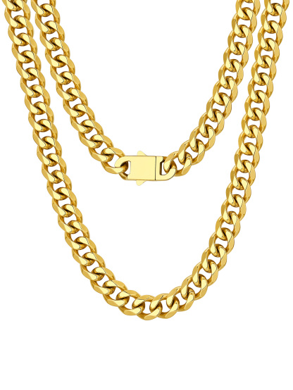 6MM/9MM/12MM Stainless Steel Polished Cuban Link Chain Necklace For Men