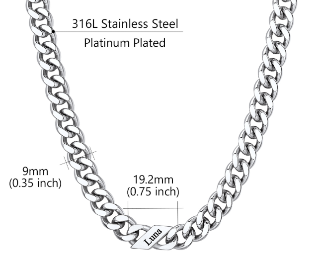 1-6 Names Stainless Steel Engraved Cuban Chain Necklace for Women